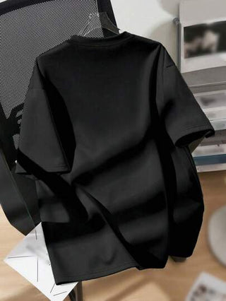 SHEIN تي شيرت تي شيرت كاجوال قصير الأكمام بياقة طاقم للأولاد المراهقين، بنمط نجوم بسيط، مصنوع من القطن، مناسب للصيف