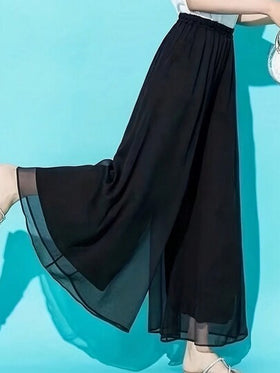 EMERY ROSE بنطلون طويل ساق واسع ونمط لون سادة للنساء، ملابس رمضان