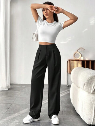 Flirla بنطلون نسائي طويل بلون سادة لفصلي الربيع والصيف