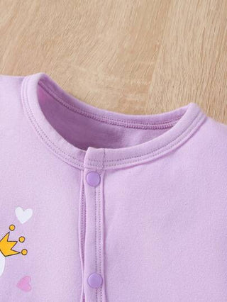 SHEIN بدلة للأطفال الرضع بأقدام وأكمام طويلة للمنزل