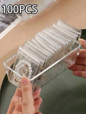 أكياس مجوهرات Pvc شفافة 100قطعة مع سحاب إغلاق , مضادة للأكسدة، تمنع الصدأ، لتخزين الأقراط، العقود، المجوهرات، الهدايا الصغيرة، وأكياس هدايا الحفلات الإكسسوارات