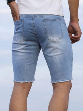 Manfinity Homme شورت جينز مشرط للرجال