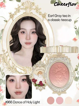 CHEERFLOR بودرة خدود مذهبة 4.5 جرام، ظل وردي، خفيف، ناعم، قابل للمزج، مع مرآة، لوحة أحمر الخدود ولوحة ظلال العيون ، مستحضرات تجميل للوجه