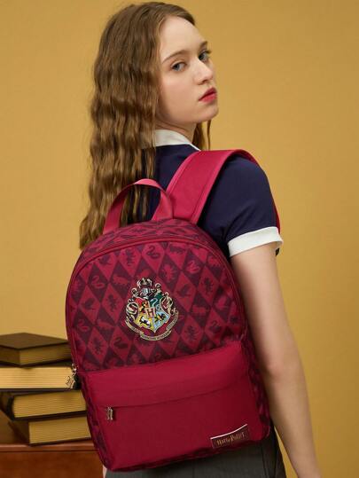 HARRY POTTER X SHEIN شارة حيوان أحمر مطبوعة على ملابس كاجوال، حقيبة ظهر، حقيبة للمدرسة، هدايا، العودة إلى المدرسة