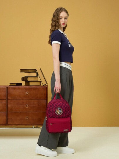 HARRY POTTER X SHEIN شارة حيوان أحمر مطبوعة على ملابس كاجوال، حقيبة ظهر، حقيبة للمدرسة، هدايا، العودة إلى المدرسة