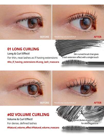 Clio ماسكارا كيل لاش فائقة المقاومة للماء، رقم 01، تطويل وتجعيد، قابلة للغسل، مكياج كوري، صيغة نباتية، فائقة الحجم، مقاومة للبقع والتكتل، طويلة الأمد، 0.24 أونصة سائلة، هدية