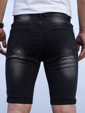 Manfinity Homme سراويل قصيرة جينز ذات تصميم نحيف للرجال، هدية لزوج أو صديق