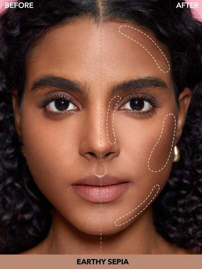 SHEGLAM قلم تحديد الوجه Snatch 'N' Define Stick-Earthy Sepia Cream Contour Stick يدوم طويلاً، برونزر عالي الصبغة ومقاوم للتعرق، خفيف الوزن وناعم، مكياج تحديد الوجه الطبيعي لحفلات عيد الميلاد و عيد الأب التخرج عيد الميلاد العطلة الربيع الصيف Y2K فاخر...