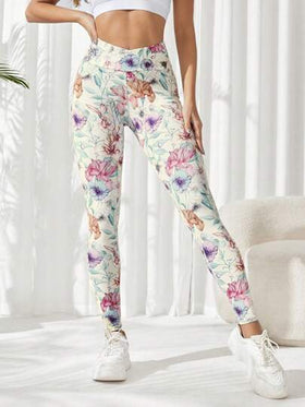 SHEIN Sovereign Charm سروال رياضي طباعة زهرية للنساء لليوغا