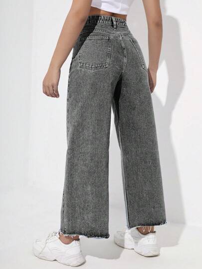 EZwear جينز نسائي عارض مستقيم مريح للإرتداء اليومي