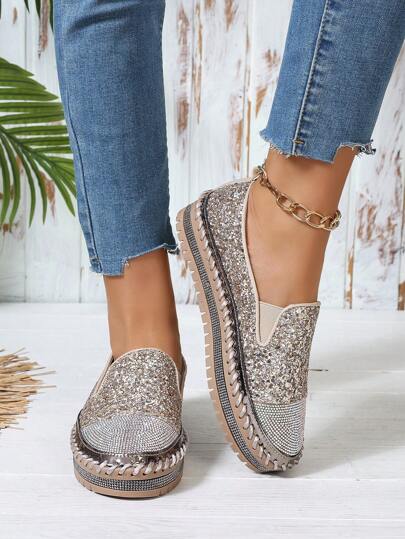 أحذية لوفر أنيقة بطراز أوروبي وأمريكي للخريف/الشتاء، بتصميم بسيط وأنيق مزينة بالراين ستون، وبنعل خارجي مانع للانزلاق، مناسبة لعيد الحب، أحذية مسطحة