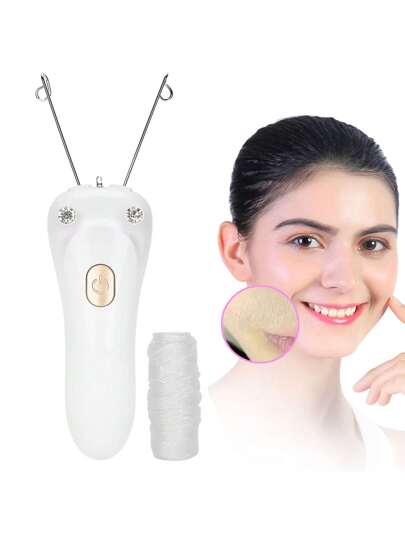 جهاز إزالة الشعر الكهربائي للوجه قطعة واحدة، جهاز تفتيل الشعر لاسلكي قابل للشحن للنساء، يزيل الشعر من الوجه والذقن والشفة العليا والذراعين والساقين والظهر
