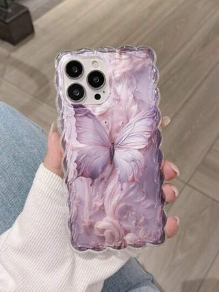 غطاء هاتف محمول أنيق وجذاب متوافق مع أجهزة iPhone 15, 14, 12 برو ماكس, 13 برو ماكس, 14 برو ماكس, XR, 7, 8, 15 برو ماكس, 13, 14, 11, P12, XS ، بتصميم فراشة وحواف ملتوية، بغطاء خارجي لين مقاوم للصدمات