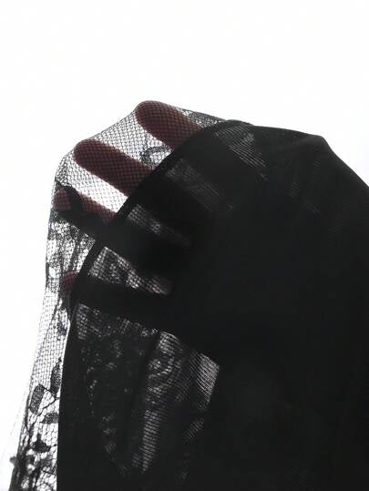 SHEIN طقم بيجامة نسائي صيفي مكون من ملابس علوية قصيرة الأكمام مزينة بالتطريز والشيفون وبنطلون
