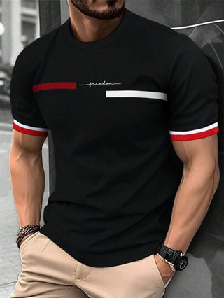 Manfinity Homme تي شيرت تي شيرت رجالي أكمام قصيرة للأعمال والأنشطة الرسمية مع طباعة حرفية، للخروج، مناسب للزوج