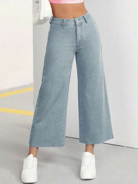 SHEIN PETITE جينز واسع و قصير نسائي لربيع / صيف