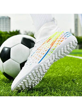 بوت كرة قدم ، بوت البيسبول ، بوت كرة القدم ، بوت رياضية خارجية للرجال ذات مسامير TF لطلاب أحجام كبيرة وأحجام صغيرة ، تدريب ، نجيلة صناعية ، نجيلة طبيعية ، AG ، مسامير طويلة ، مقاومة للانزلاق ، مريحة ، بوت كرة قدم محترفة من الجلد باللون الأسود والأبيض ، بو