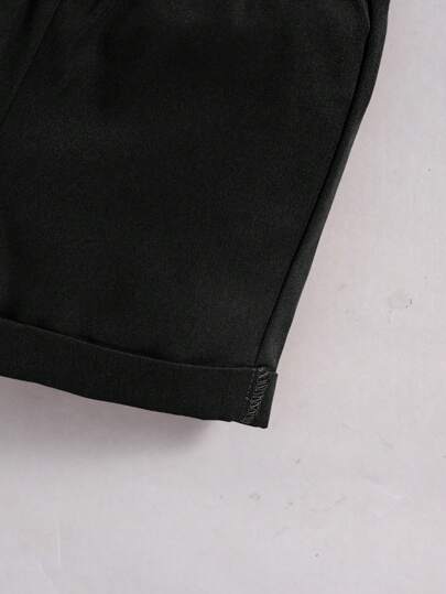 SHEIN زي طفل رجالي عصري عارضة قميص معقوف قطني مثير للإعجاب الأكمام القصيرة مع طقم للحفاضات والشورت الذي يلتف بالحبل, ملابس نسائية ربيعية/صيفية للأنشطة الخارجية