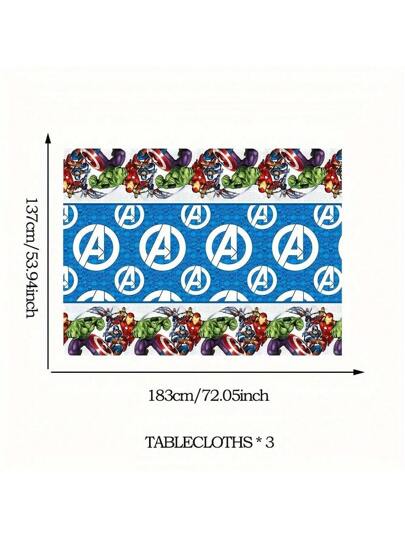 Marvel 3 قطع لكل عبوة من المفروشات الرسمية المرخصة بموضوع حفلة الرجل الأخضر لحفلات الأعراس وعيد الميلاد وعيد الهالوين والمطاعم ومفارش المائدة المستطيلة لتناول الطعام