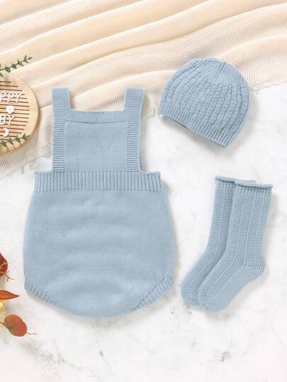 SHEIN Vintaside Kids بذلة مريحة ربيعية من الصوف للأولاد الرضع
