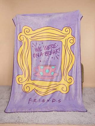 FRIENDS X SHEIN بطانية قطنية ممطرة مطبوع عليها شعار كوب القهوة ، بطانية ملقاة ، هدايا