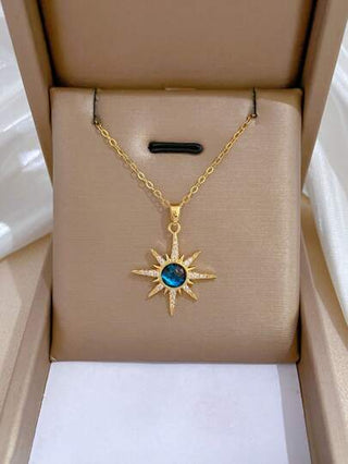 قلادة نجمة كريستالية مصنوعة من الفولاذ المقاوم للصدأ للنساءرمضان