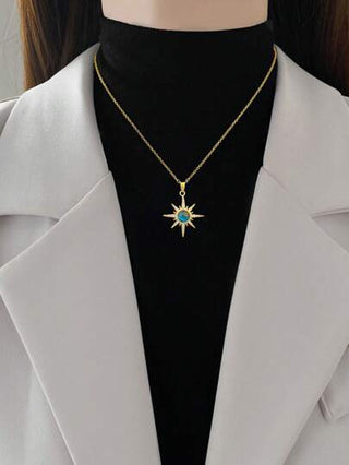 قلادة نجمة كريستالية مصنوعة من الفولاذ المقاوم للصدأ للنساءرمضان