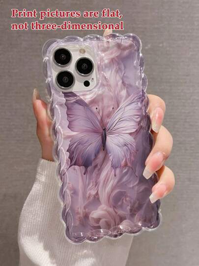 غطاء هاتف محمول أنيق وجذاب متوافق مع أجهزة iPhone 15, 14, 12 برو ماكس, 13 برو ماكس, 14 برو ماكس, XR, 7, 8, 15 برو ماكس, 13, 14, 11, P12, XS ، بتصميم فراشة وحواف ملتوية، بغطاء خارجي لين مقاوم للصدمات