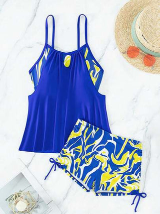 طقم تانكيني حريمي Swim Lushoire طقم تانكيني علوي وسروال سباحة للسيدات مطبوع عليه رباط جانبي صيفي للشاطئ