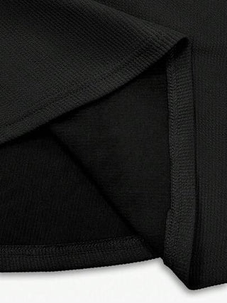 Chiquease تنورة نسائية أنيقة باللون الأحادي ذات ذيل متدرج ،تنورة نسائية أنيقة مطوية ذات ذيل متدرج ملائمة للمقاسات العادية ، لون أسود سادة ، مناسبة للربيع والخريف ولارتداء اليومي العادي