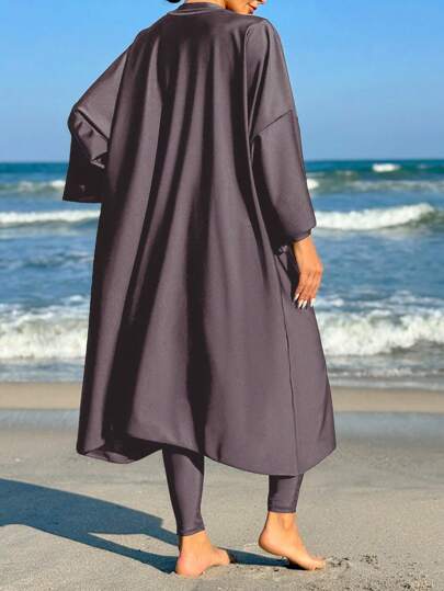 Swim Mulvari بذلة سباحة نسائية قطعة واحدة مفكوكة ذات أكمام خفيفة واسعة، لحماية من الشمص في الصيف