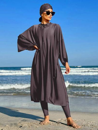 Swim Mulvari بذلة سباحة نسائية قطعة واحدة مفكوكة ذات أكمام خفيفة واسعة، لحماية من الشمص في الصيف