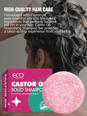 ECO FINEST شامبو وبلسم زيت الخروع 2 في 1، شامبو صلب منعش، مُوازن للشعر الجاف - خالي من البلاستيك، شامبو وبلسم صلب، مُنكَّه بزيوت نباتية أساسية