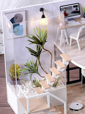 شقتان في دمية منزل مع غطاء الغبار ، غرف نوم وديكور، مجموعة نموذج DIY صنع باليد ، لعبة تركيب الألغاز ثلاثية الأبعاد خشبية ، هدية عيد ميلاد، ديكور الغرفة