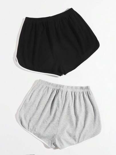 SHEIN EZwear شورت دولفين بخصر مع عقدة مجموعة من 2 لباس الصيف