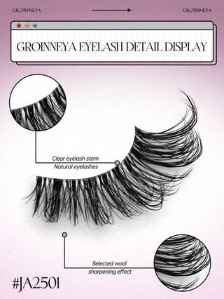 GROINNEYA 10 ازواج من الرموش بالنصف شفافة مع فرقة كات آي , رموش اصطناعية بطول قصير ناعمة بثلاثي الابعاد لتمويج الرموش على شكل الرموش الطبيعية للمكياج (JA2501) رموش رموش اصطناعي