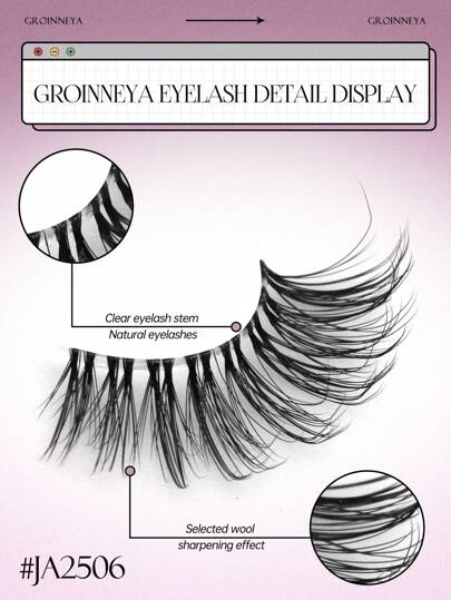 GROINNEYA عيدان أربعة أخمص شفافة الحزم الرموش القط العين الكاذبة قصيرة ناعمة 3D رموش فو مختلفة الفراء ناعمة مكياج طبيعي (JA2506) رموش رموش اصطناعي
