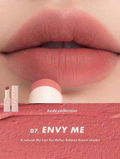 Rom&nd أحمر شفاه مطفي #7 "ENVY ME"، ملمس مخملي مطفي، خفيف الوزن وغير مجفف، نهاية مطفية بتركيز لطيف، تأثير تشويش على الشفاه، مكياج مطفي لليوم اليومي، مستحضرات تجميل احترافية، مناسب للمناسبات الخاصة، مكياج كوري، 3 جرام/0.11 أونصة.