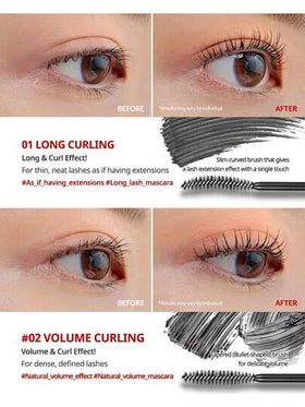 Clio ماسكارا كيل لاش فائقة المقاومة للماء، 02 مكثف وملتوي، مستحضرات تجميل كورية، قابل للغسيل، صيغة نباتية، فائق الحجم، مقاوم للبقع، خالي من التكتل، طويل الأمد، 0.24 أونصة سائلة، هدية