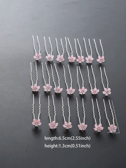20 قطعة أشرطة شعر نسائية جديدة الطراز بزهور متعددة الألوان ، الشوكة للشعر ، دبابيس شعر على شكل حرف U ، اكسسوارات شعر زفاف ، بسيطة وعملية ، أساسيات اكسسوارات شعر حفل الزفاف / العودة إلى المدرسة ، طقم أساسيات تسريحة الشعر فالنتاين دايرمضان