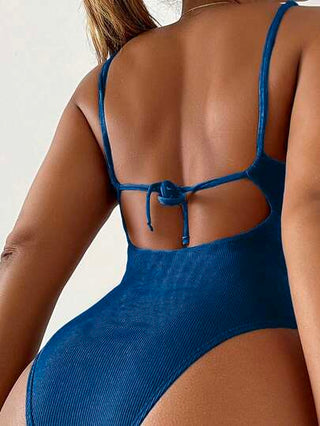 مايوه حريمي قطعة واحدة Swim Vcay فستان سباحة قطعة واحدة بحمالة سباغيتي للنساء، صلب وبسيط لإجازة الصيف على الشاطئ مع فتحة خلفية