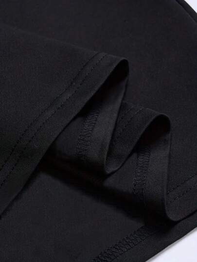 قميص كاجوال بياقة مستديرة فضفاض للرجال مع طباعة خلفية، طراز إيمو، طراز 2000