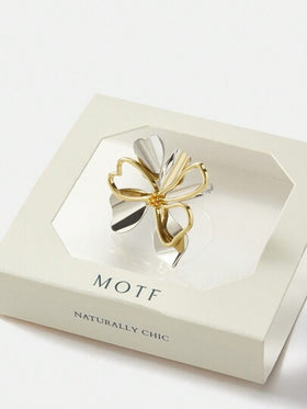 MOTF PREMIUM خاتم زهرة مجوفة مطلي بلونين ،هدية عيد الأم،عيد الأم،عيد الأمهات،عيد الحب