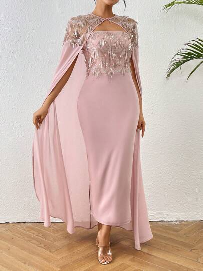 طقم حريمي قطعتين Modelyn طقم فستان شالات أنيق للنساء، مجموعة مكونة من قطعتين مزينة بالبريق