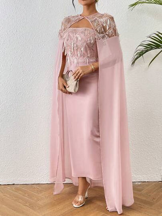 طقم حريمي قطعتين Modelyn طقم فستان شالات أنيق للنساء، مجموعة مكونة من قطعتين مزينة بالبريق