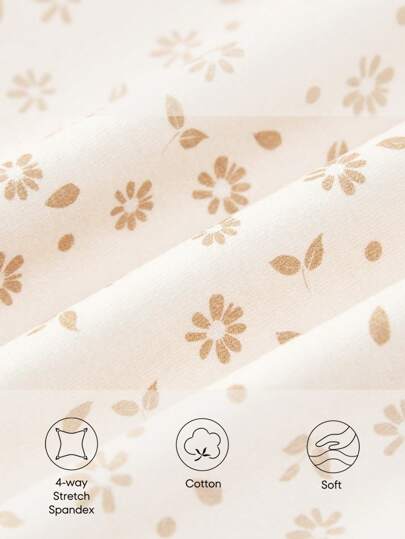 Cozy Pixies مجموعة بيجاما فتاة رضيعة متينة مكونة من 4 قطع، ملابس علوية طويل الأكمام بطبعة زهور وأسفل القدمين معين