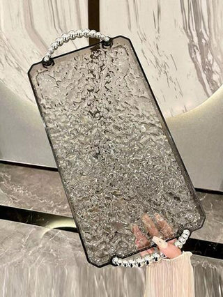 قطعة واحدة من صينية أكريليك جديدة التصميم، ذات مقبض هندسي، طراز شمالي إبداعي، طبق أسلوبي للوجبات الخفيفة والأكواب والأدوات المائدية، للمطبخ، هدية عيد الميلاد