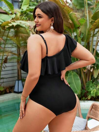 Swim Vcay مايوه مشفر من قطعة واحدة بشبكة شفافة وحجم زائد مناسب للشاطئ أو المسبح مع حاشية مكشكشة