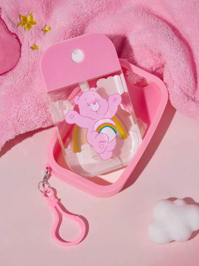 SHEIN X Care Bears وعاء قابل لإعادة الملء محمول بنمط الدببة الوردية، هدايا الدب المبتهج
