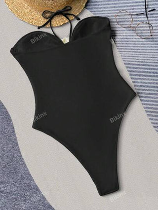 مايوه حريمي قطعة واحدة Bikinx بدلة سباحة قطعة واحدة صيفية جذابة على شكل زهرة ثلاثية الأبعاد مع قصة حول الرقبة